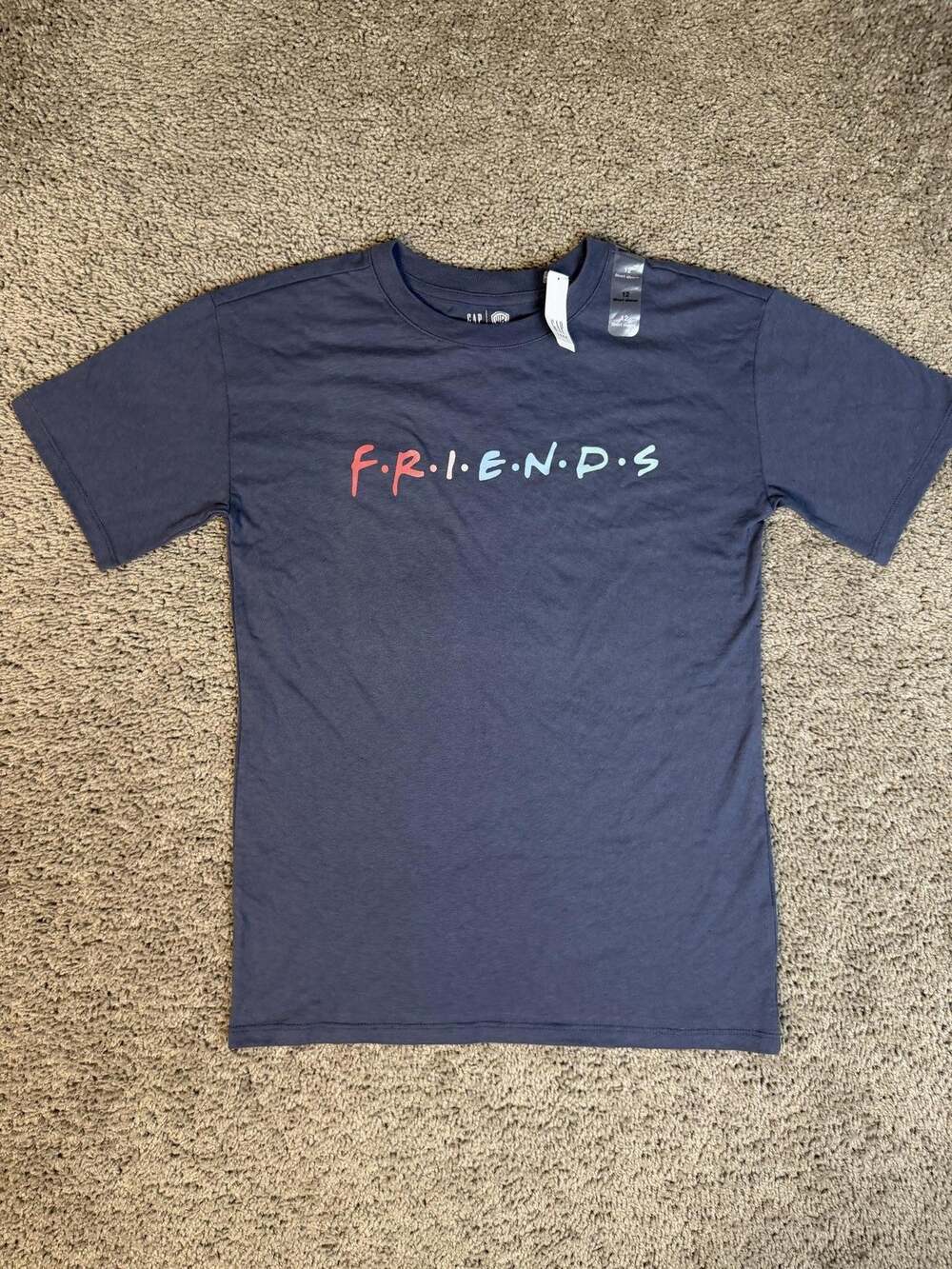 Friends X Gap Shirt Girls 12 Blue Short Sleeve 90s Sitcom TV Short Crew Neck